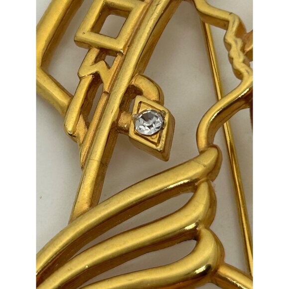 Vintage Lady Brooch Remington JJ Gold-Tone Woman With Rhinestone Accents - Picture 16 of 16